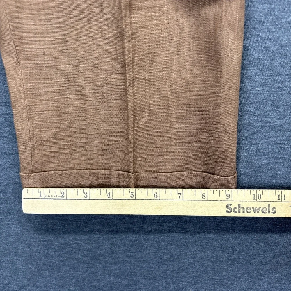 Paul Frederick 100% Linen Dress Pants Mens 42x31 Brown Pleated Cuffed Resort NWT